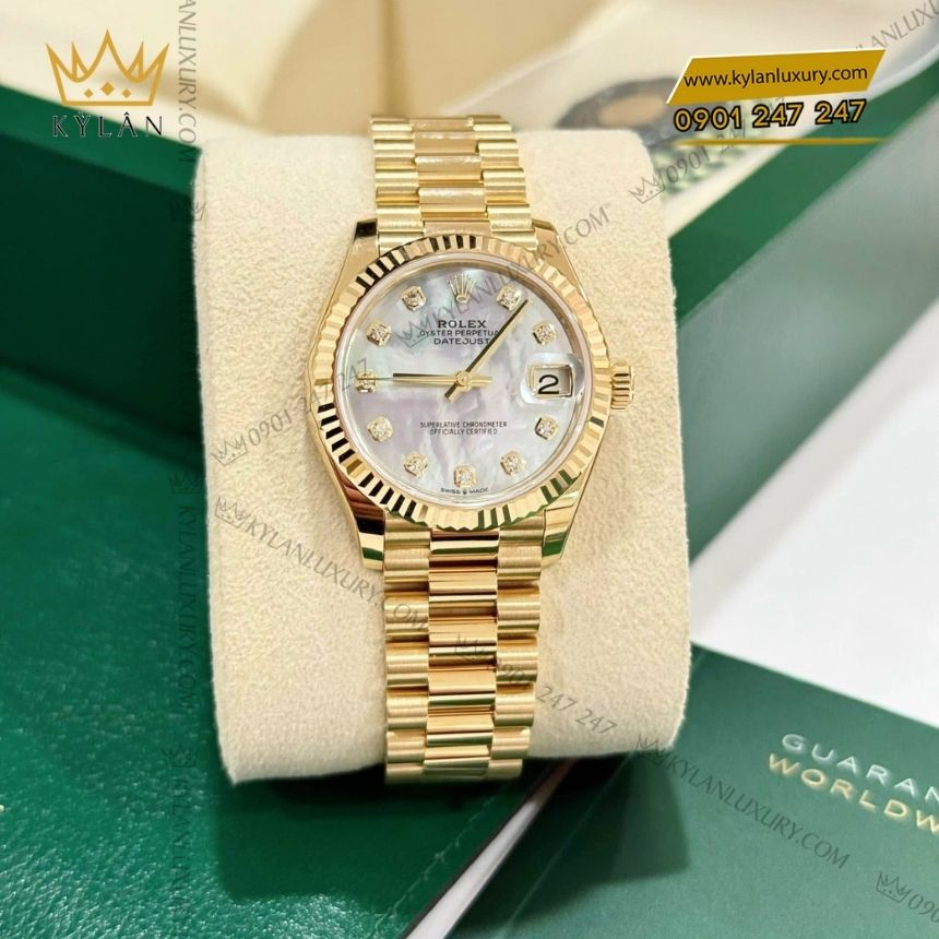 Kỳ Lân Luxury rolex datejust 31 278278 0010 vang vang mop 2 Đồng hồ Rolex Datejust 31 vàng vàng xà cừ 278278-0010