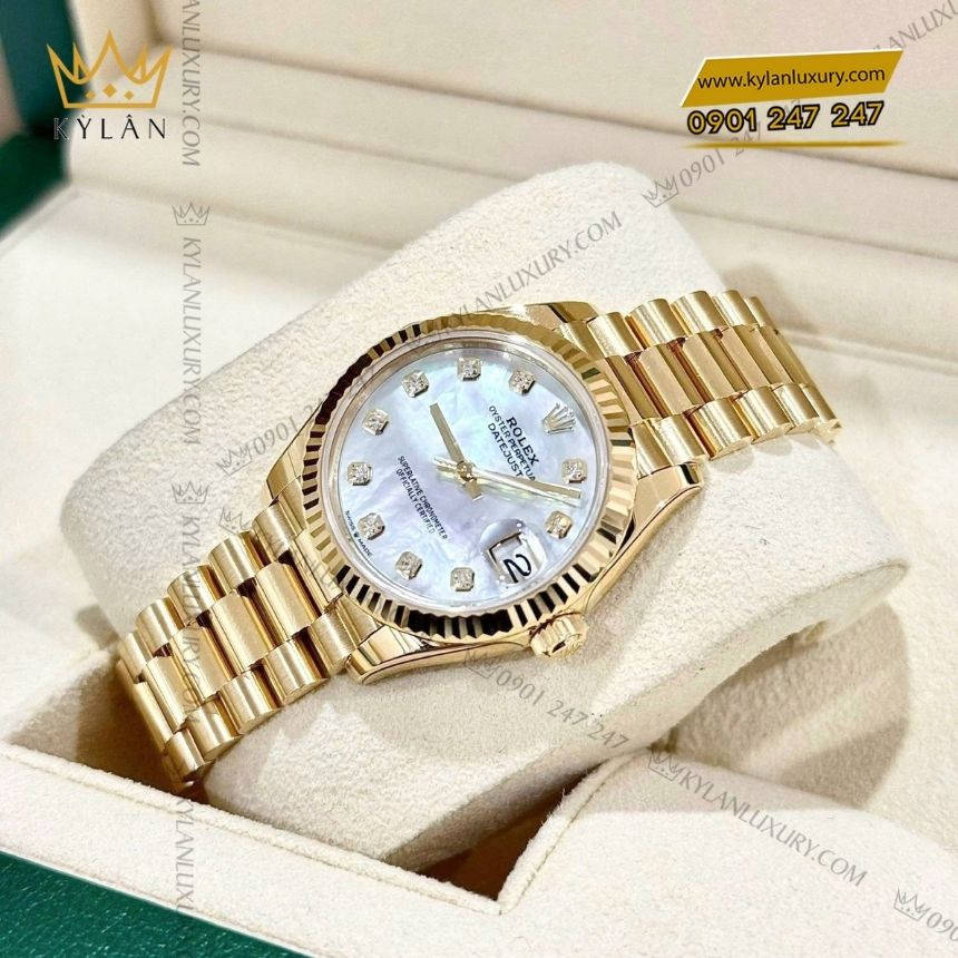 Kỳ Lân Luxury rolex datejust 31 278278 0010 vang vang mop 3 Đồng hồ Rolex Datejust 31 vàng vàng xà cừ 278278-0010