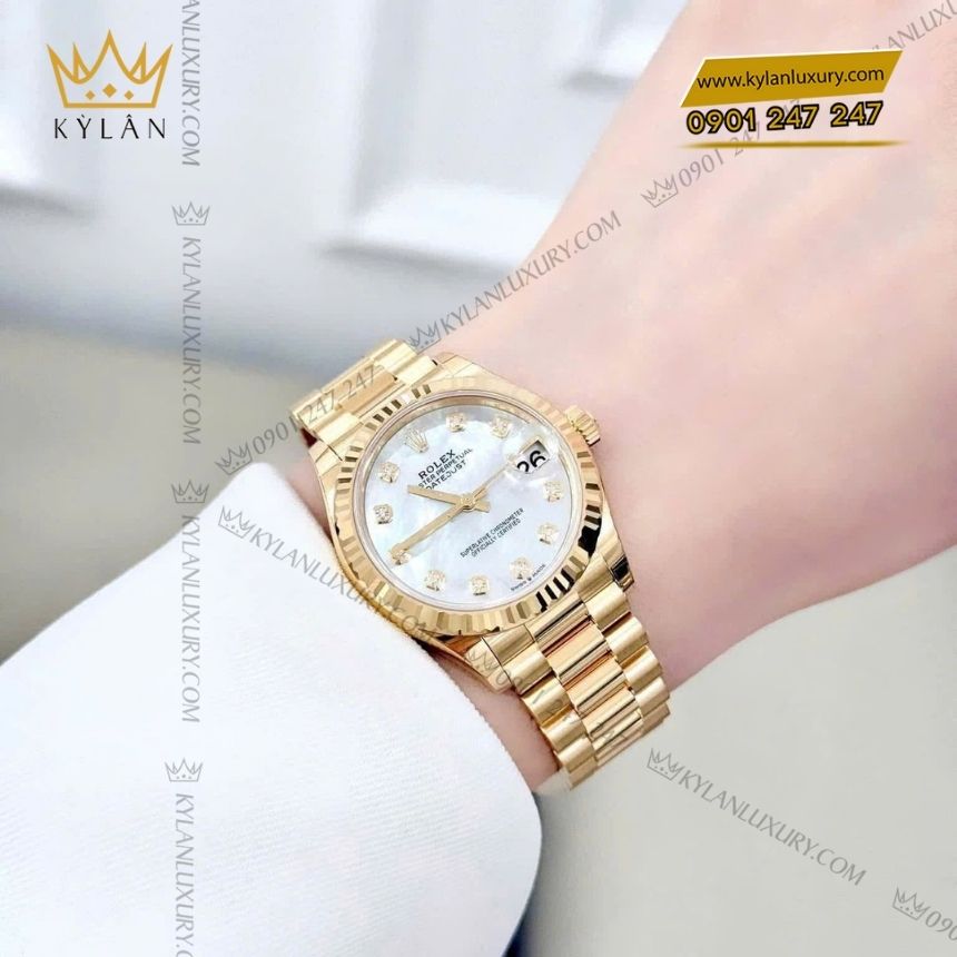 Kỳ Lân Luxury rolex datejust 31 278278 0010 vang vang mop 7 Đồng hồ Rolex Datejust 31 vàng vàng xà cừ 278278-0010
