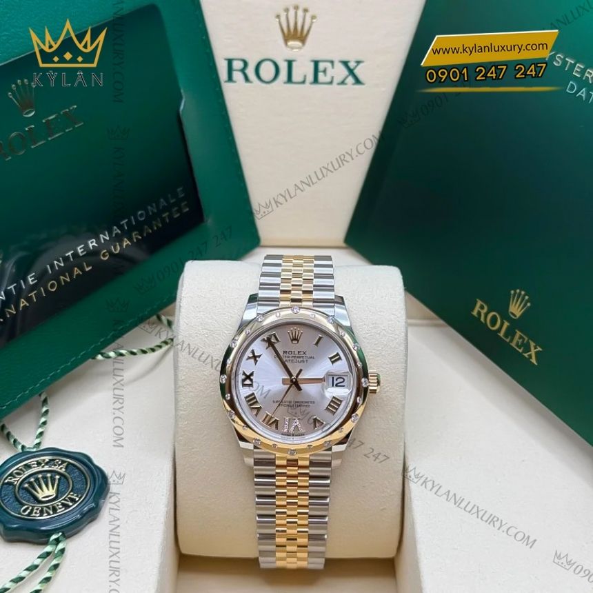 Kỳ Lân Luxury rolex datejust 31 278343rbr 0004 demi mat so bac 2 Đồng hồ Rolex Datejust 31 demi mặt số bạc 278343RBR-0004