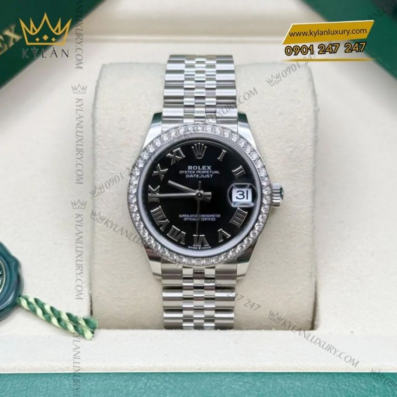 Đồng hồ Rolex Datejust 31 đen vành kim 278384RBR-0002