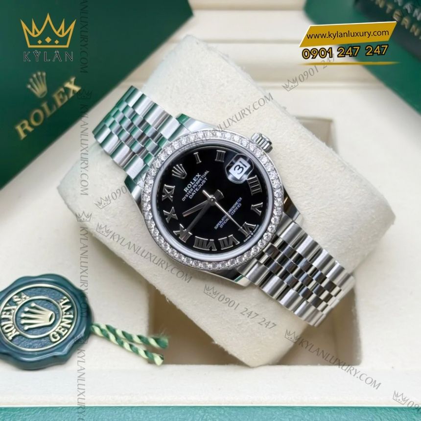 Kỳ Lân Luxury rolex datejust 31 278384rbr 0002 den vanh kim 4 1 Đồng hồ Rolex Datejust 31 đen vành kim 278384RBR-0002
