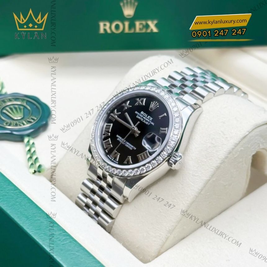 Kỳ Lân Luxury rolex datejust 31 278384rbr 0002 den vanh kim 5 1 Đồng hồ Rolex Datejust 31 đen vành kim 278384RBR-0002