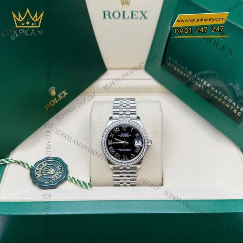 Đồng hồ Rolex Datejust 31 đen vành kim 278384RBR-0002
