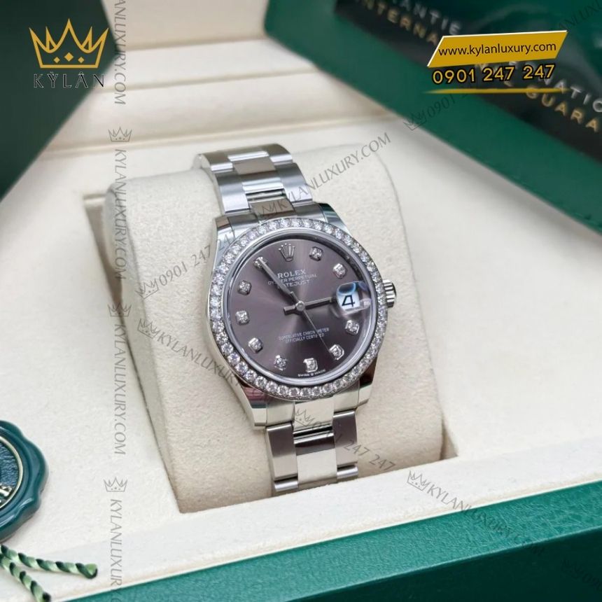 Kỳ Lân Luxury rolex datejust 31 278384rbr 0009 xam kim cuong 3 Đồng hồ Rolex Datejust 31 xám kim cương 278384RBR-0009