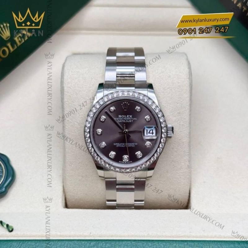Đồng hồ Rolex Datejust 31 xám kim cương 278384RBR-0009