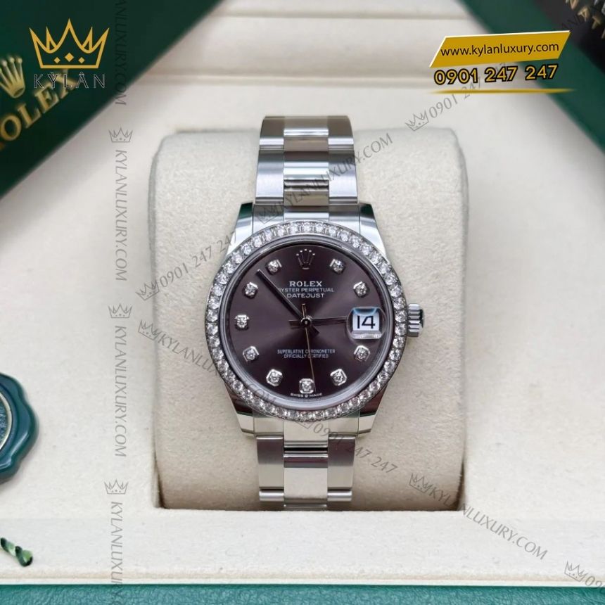 Kỳ Lân Luxury rolex datejust 31 278384rbr 0009 xam kim cuong 4 Đồng hồ Rolex Datejust 31 xám kim cương 278384RBR-0009