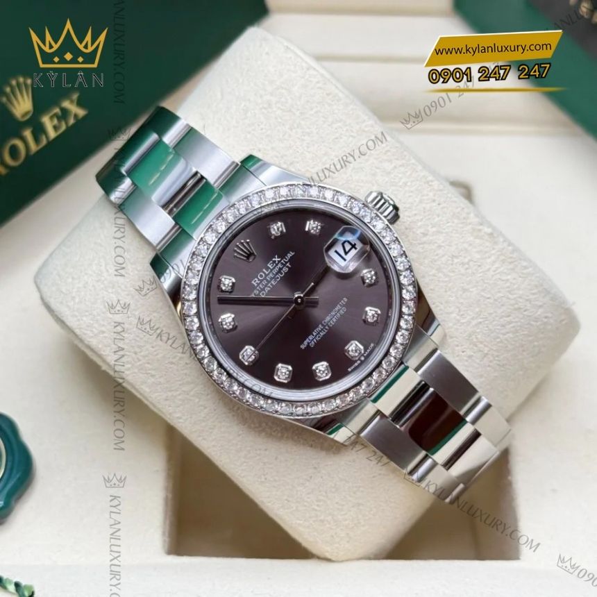 Kỳ Lân Luxury rolex datejust 31 278384rbr 0009 xam kim cuong 5 Đồng hồ Rolex Datejust 31 xám kim cương 278384RBR-0009