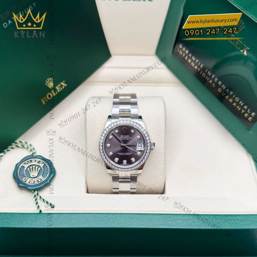 Kỳ Lân Luxury rolex datejust 31 278384rbr 0009 xam kim cuong 8 Đồng hồ Rolex Datejust 31 xám kim cương 278384RBR-0009