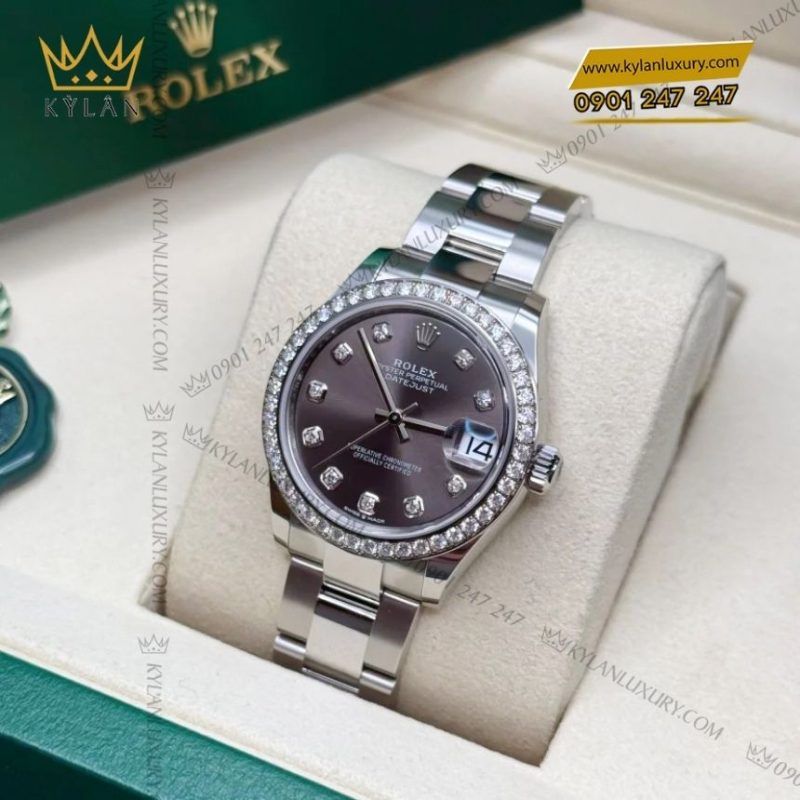 Đồng hồ Rolex Datejust 31 xám kim cương 278384RBR-0009