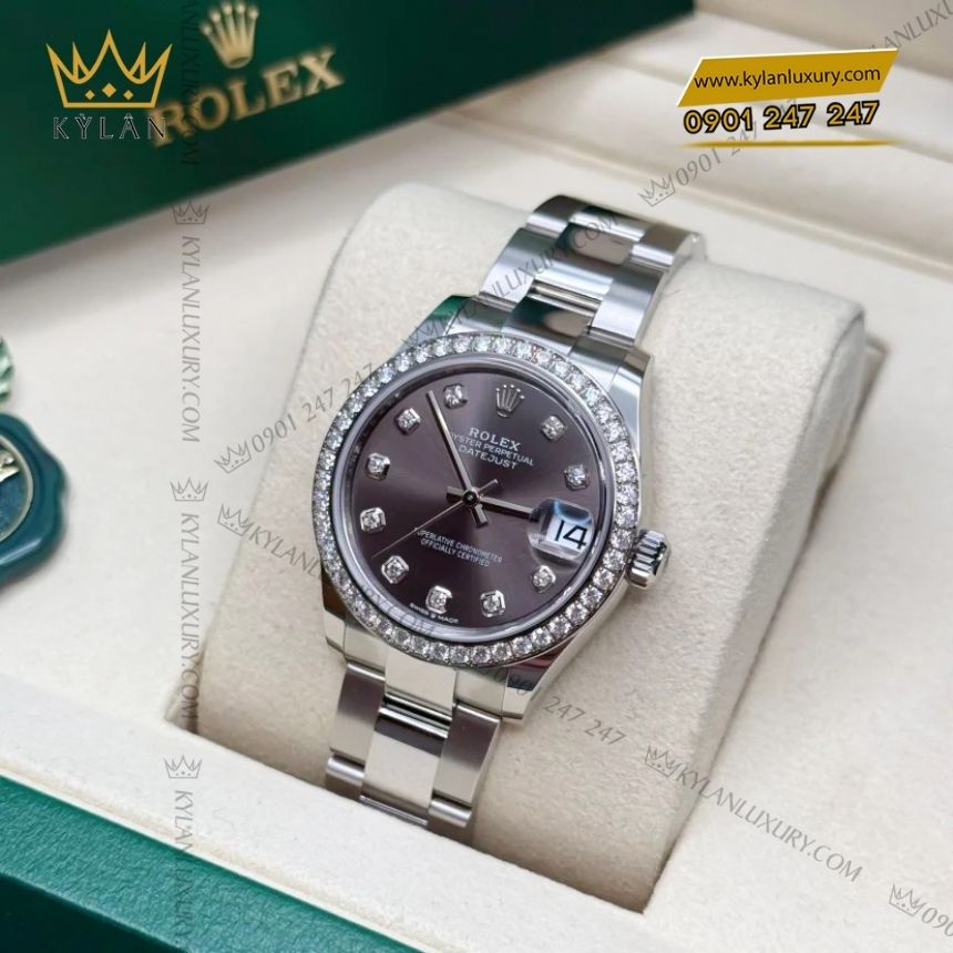 Kỳ Lân Luxury rolex datejust 31 278384rbr 0009 xam kim cuong 9 Đồng hồ Rolex Datejust 31 xám kim cương 278384RBR-0009