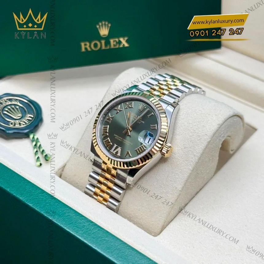 Kỳ Lân Luxury rolex datejust 31 demi olive la ma 278273 0016 11 Đồng hồ Rolex Datejust 31 demi vàng vàng olive 278273-0016