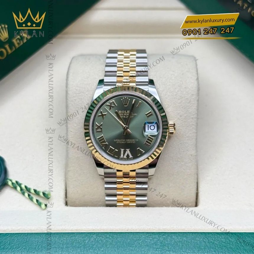 Kỳ Lân Luxury rolex datejust 31 demi olive la ma 278273 0016 6 Đồng hồ Rolex Datejust 31 demi vàng vàng olive 278273-0016