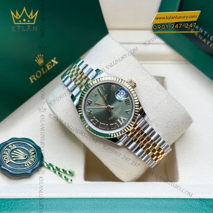 Kỳ Lân Luxury rolex datejust 31 demi olive la ma 278273 0016 7 Đồng hồ Rolex Datejust 31 demi vàng vàng olive 278273-0016