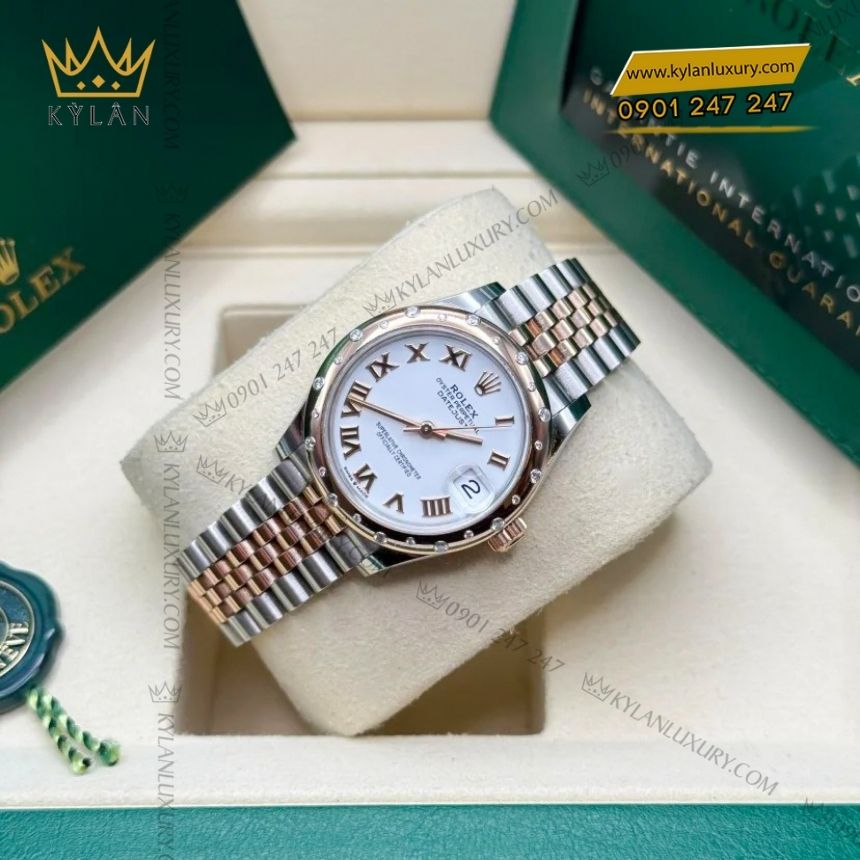 Kỳ Lân Luxury rolex datejust 31 trang kim cuong 278341rbr 0002 5 Đồng hồ Rolex Datejust 31 trắng kim cương 278341RBR-0002