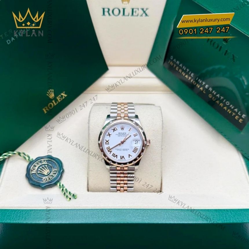 Kỳ Lân Luxury rolex datejust 31 trang kim cuong 278341rbr 0002 6 Đồng hồ Rolex Datejust 31 trắng kim cương 278341RBR-0002