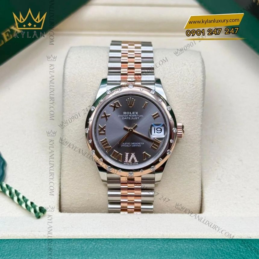 Kỳ Lân Luxury rolex datejust 31 xam kim cuong 278341rbr 0030 4 Đồng hồ Rolex Datejust 31 xám kim cương 278341RBR-0030
