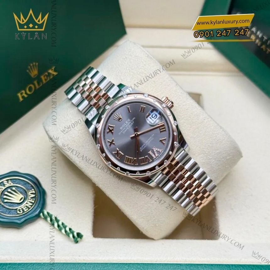 Kỳ Lân Luxury rolex datejust 31 xam kim cuong 278341rbr 0030 5 Đồng hồ Rolex Datejust 31 xám kim cương 278341RBR-0030