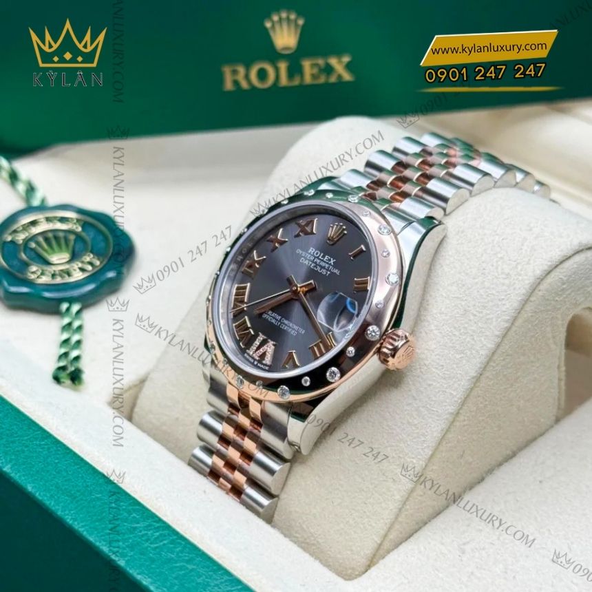 Kỳ Lân Luxury rolex datejust 31 xam kim cuong 278341rbr 0030 8 Đồng hồ Rolex Datejust 31 xám kim cương 278341RBR-0030