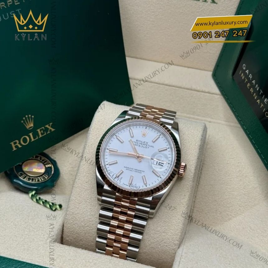 Kỳ Lân Luxury rolex datejust 36 126231 0017 demi trang 10 Đồng hồ Rolex Datejust 36 demi mặt trắng 126231-0017