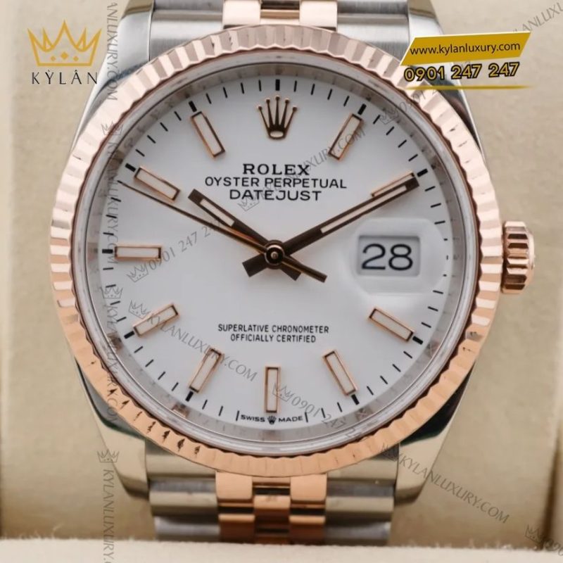 Đồng hồ Rolex Datejust 36 demi mặt trắng 126231-0017