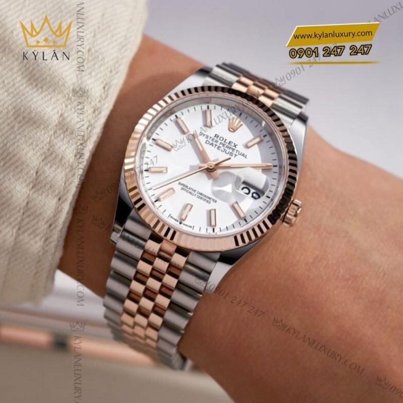 Đồng hồ Rolex Datejust 36 demi mặt trắng 126231-0017