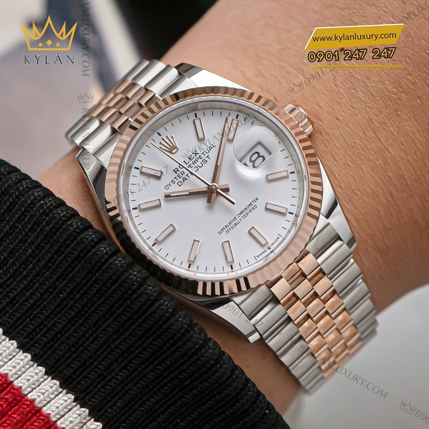 Kỳ Lân Luxury rolex datejust 36 126231 0017 demi trang 3 Đồng hồ Rolex Datejust 36 demi mặt trắng 126231-0017
