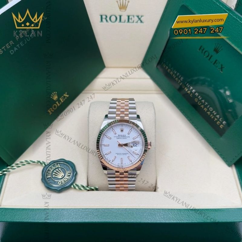 Đồng hồ Rolex Datejust 36 demi mặt trắng 126231-0017