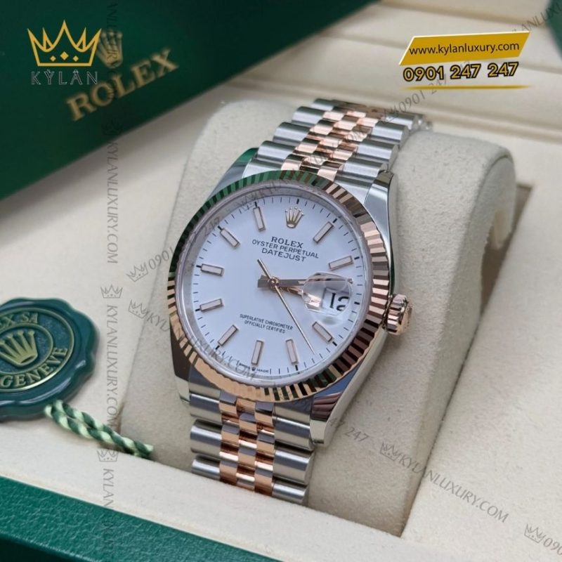 Đồng hồ Rolex Datejust 36 demi mặt trắng 126231-0017