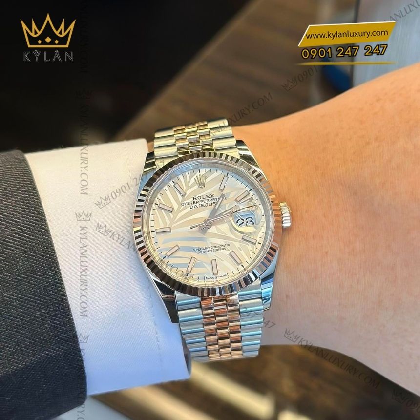 Kỳ Lân Luxury rolex datejust 36 126231 0031 demi la co 5 Đồng hồ Rolex Datejust 36 demi mặt lá cọ 126231-0031