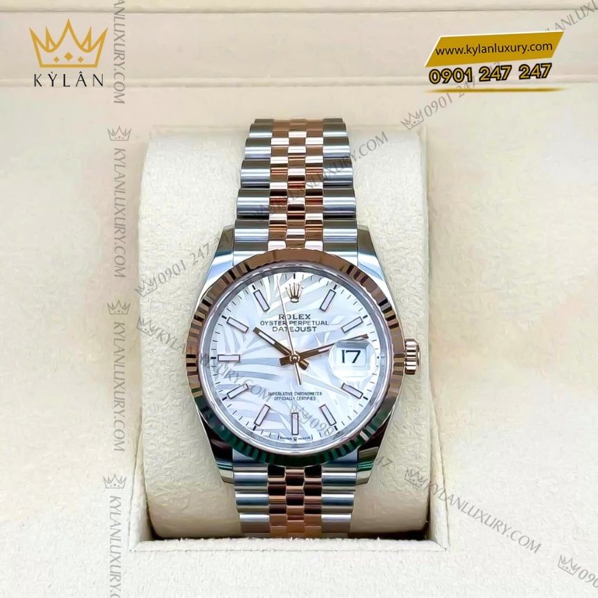 Kỳ Lân Luxury rolex datejust 36 126231 0031 demi la co 8 Đồng hồ Rolex Datejust 36 demi mặt lá cọ 126231-0031