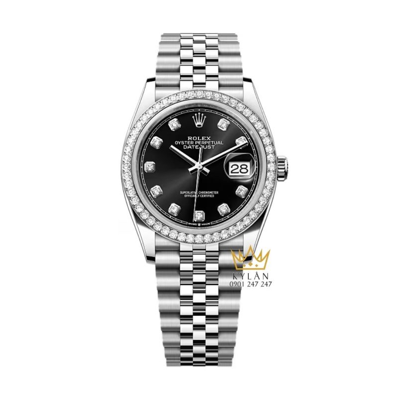 Đồng hồ Rolex Datejust 36 mặt số đen kim cương 126284RBR-0019