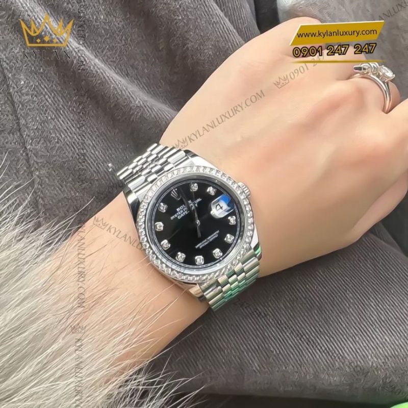 Đồng hồ Rolex Datejust 36 mặt số đen kim cương 126284RBR-0019