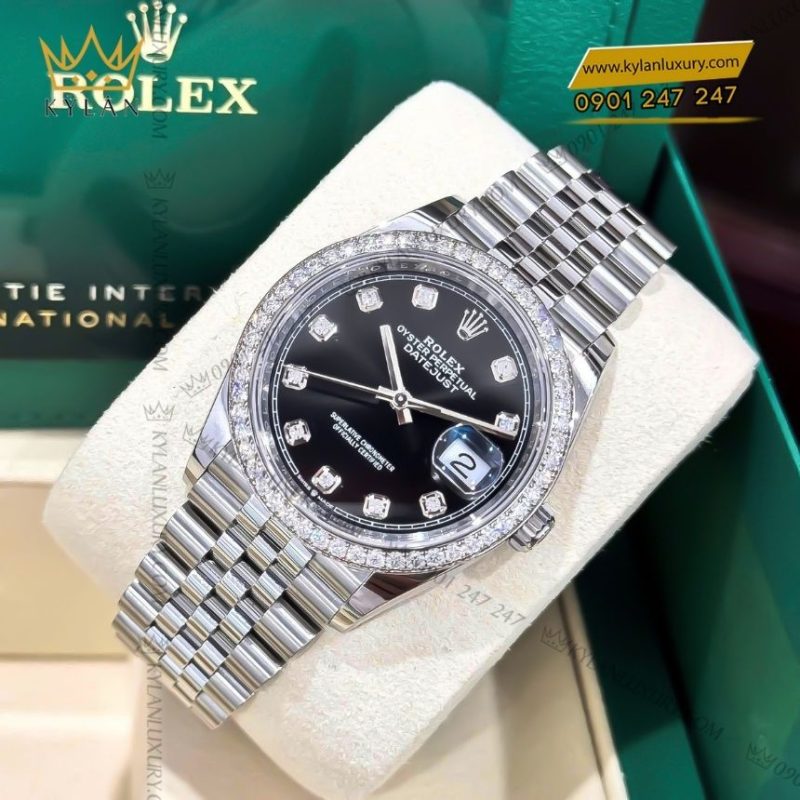 Đồng hồ Rolex Datejust 36 mặt số đen kim cương 126284RBR-0019