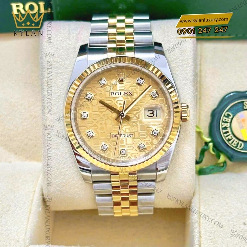 Kỳ Lân Luxury rolex datejust 36 vi tinh vang 126233 0033 10 Rolex Datejust 36 demi vi tính vàng 126233-0033