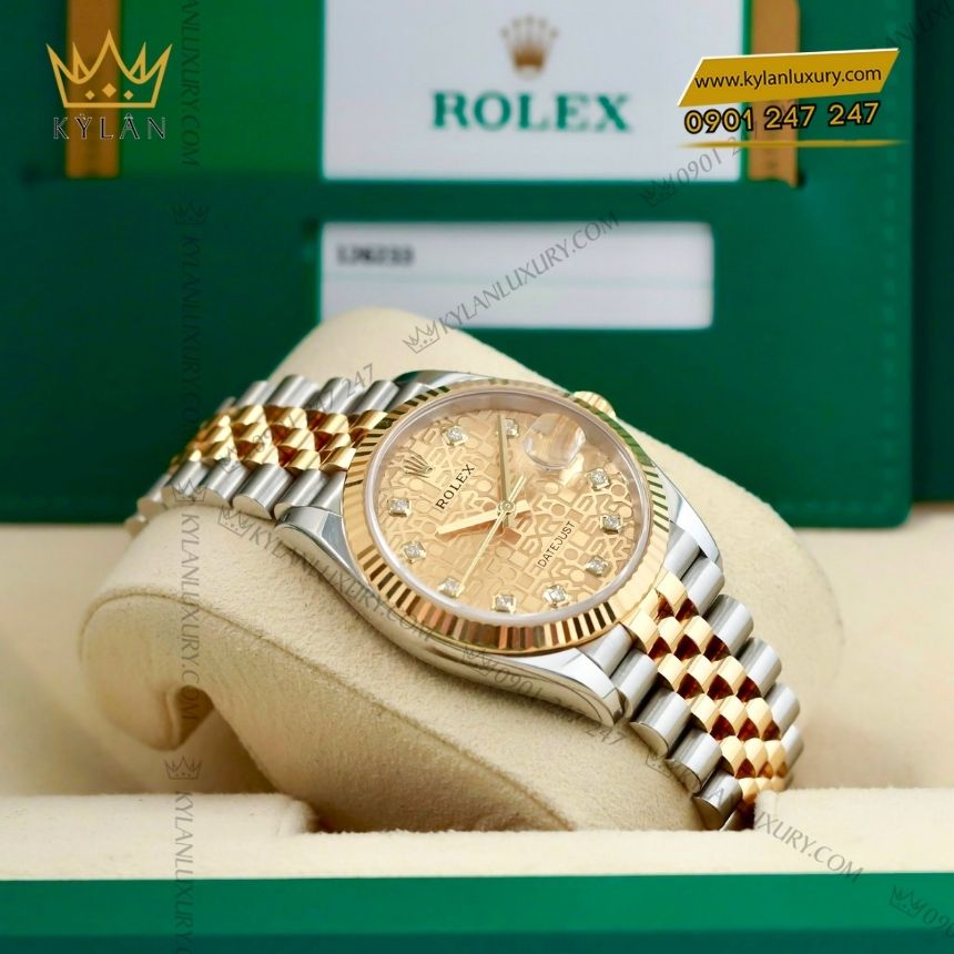Kỳ Lân Luxury rolex datejust 36 vi tinh vang 126233 0033 11 Rolex Datejust 36 demi vi tính vàng 126233-0033