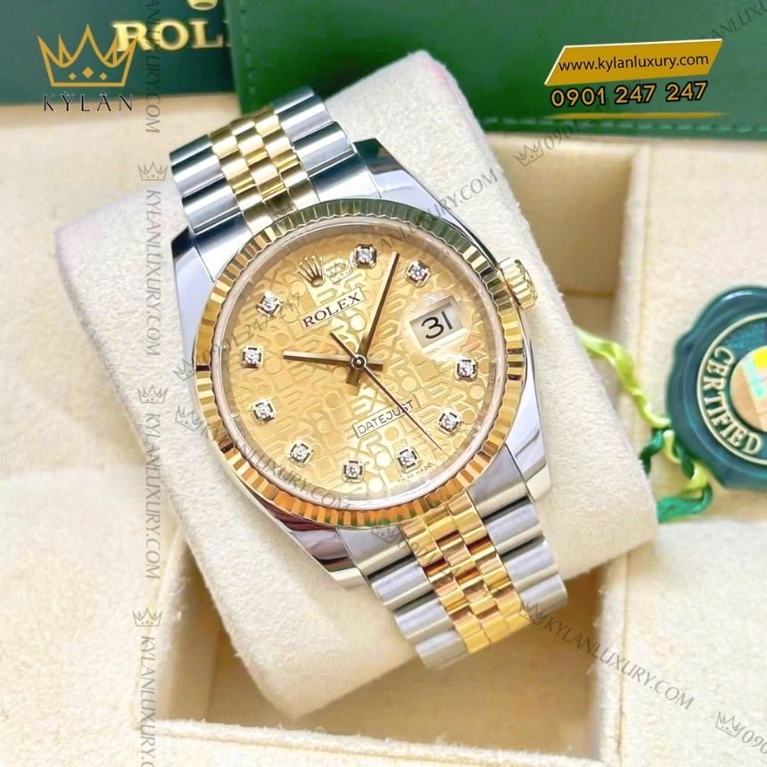 Kỳ Lân Luxury rolex datejust 36 vi tinh vang 126233 0033 14 Rolex Datejust 36 demi vi tính vàng 126233-0033
