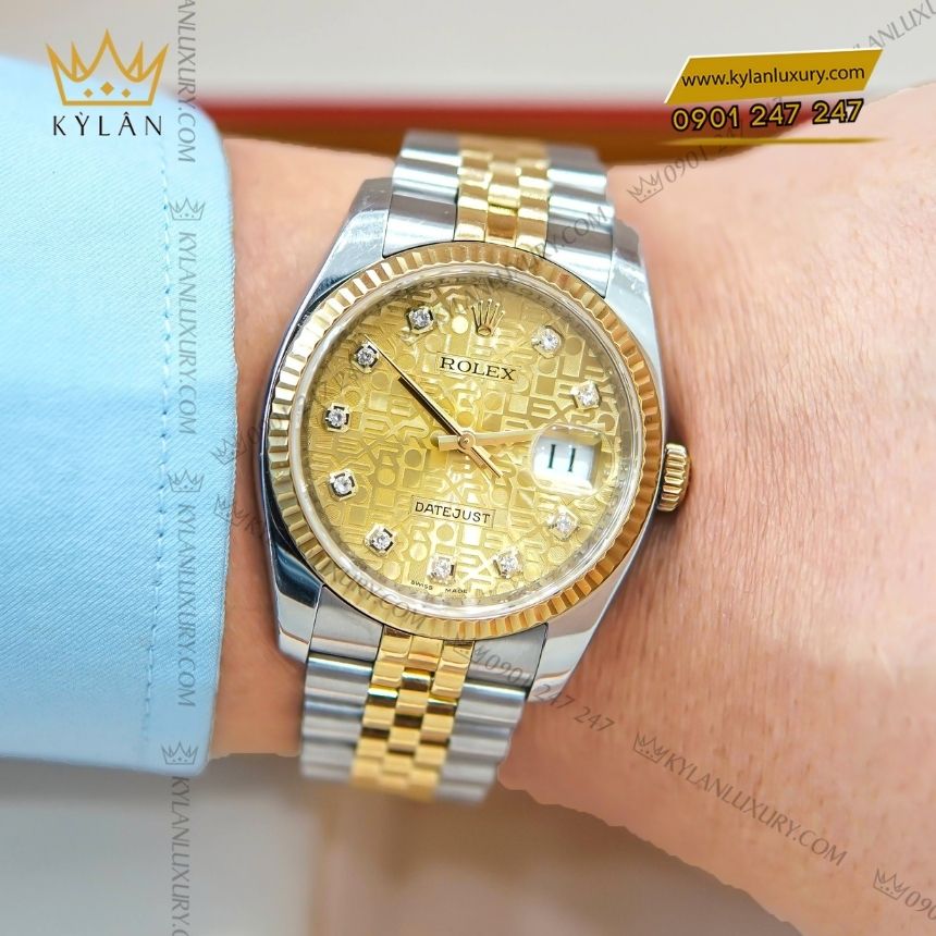 Kỳ Lân Luxury rolex datejust 36 vi tinh vang 126233 0033 5 Rolex Datejust 36 demi vi tính vàng 126233-0033