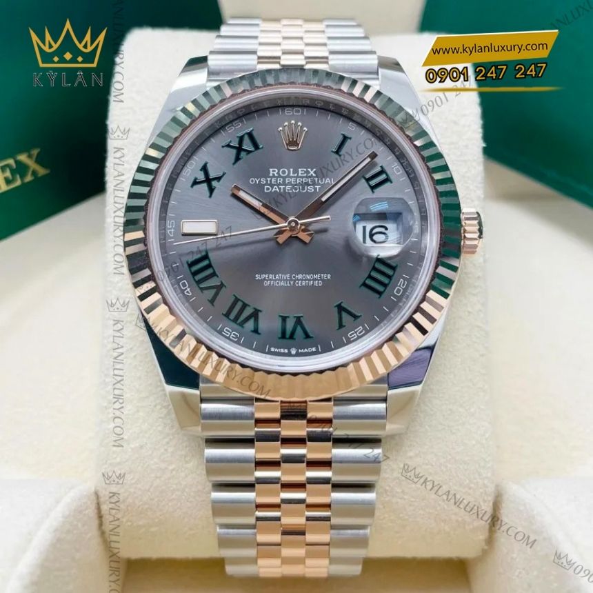 Kỳ Lân Luxury rolex datejust 41 126331 0016 xam la ma 2 Đồng hồ Rolex Datejust 41 demi xám La Mã 126331-0016