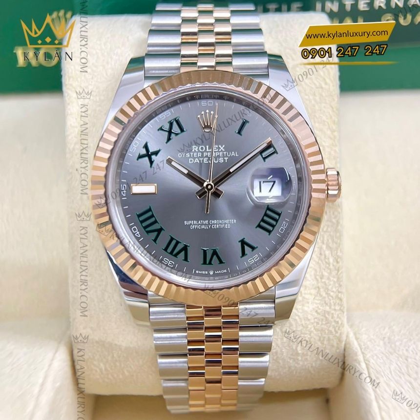 Kỳ Lân Luxury rolex datejust 41 126331 0016 xam la ma 5 Đồng hồ Rolex Datejust 41 demi xám La Mã 126331-0016