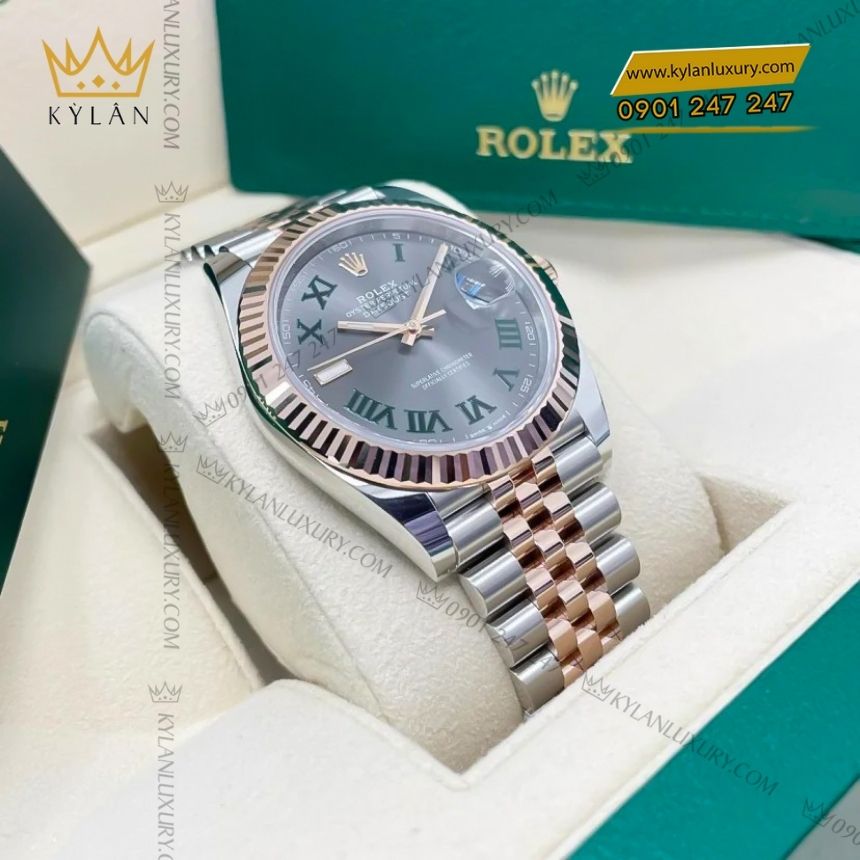 Kỳ Lân Luxury rolex datejust 41 126331 0016 xam la ma 7 Đồng hồ Rolex Datejust 41 demi xám La Mã 126331-0016