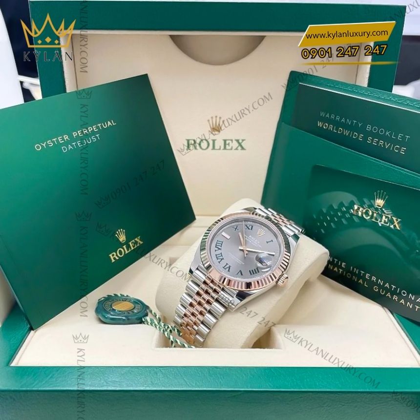 Kỳ Lân Luxury rolex datejust 41 126331 0016 xam la ma 9 Đồng hồ Rolex Datejust 41 demi xám La Mã 126331-0016