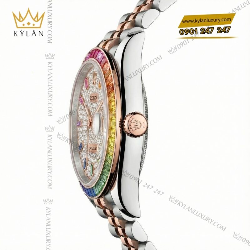 Đồng hồ Rolex Datejust 41 custom kim cương vành rainbow 126331