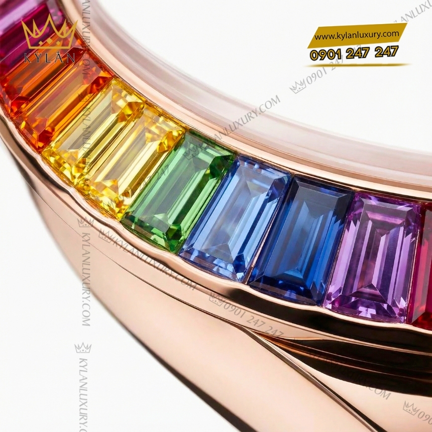 Kỳ Lân Luxury rolex datejust 41 custom rainbow 126331 5 Đồng hồ Rolex Datejust 41 custom kim cương vành rainbow 126331