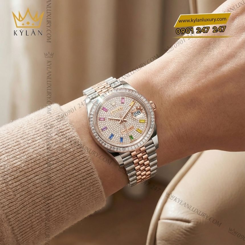 Kỳ Lân Luxury rolex datejust 41 custom vanh kim vuong 4 Đồng hồ Rolex Datejust 41 custom vành kim vuông 126331