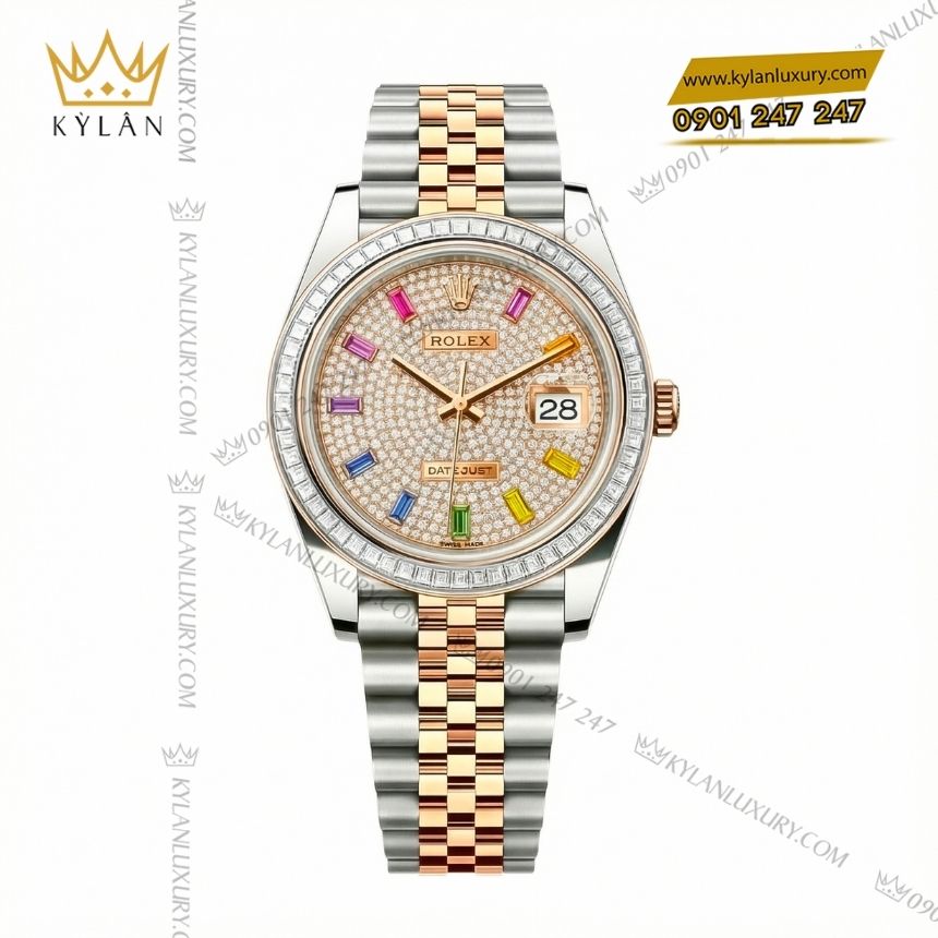Kỳ Lân Luxury rolex datejust 41 custom vanh kim vuong 9 Đồng hồ Rolex Datejust 41 custom vành kim vuông 126331