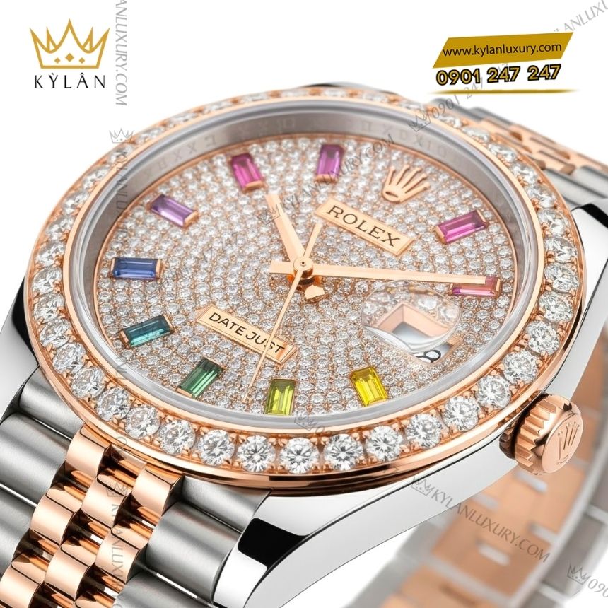 Kỳ Lân Luxury rolex datejust custom kim tron 126331 13 Đồng hồ Rolex Datejust 41 custom kim cương 126331