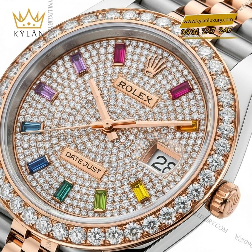 Kỳ Lân Luxury rolex datejust custom kim tron 126331 14 Đồng hồ Rolex Datejust 41 custom kim cương 126331