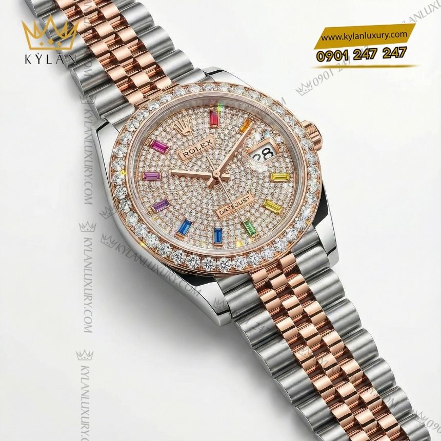 Kỳ Lân Luxury rolex datejust custom kim tron 126331 2 Đồng hồ Rolex Datejust 41 custom kim cương 126331