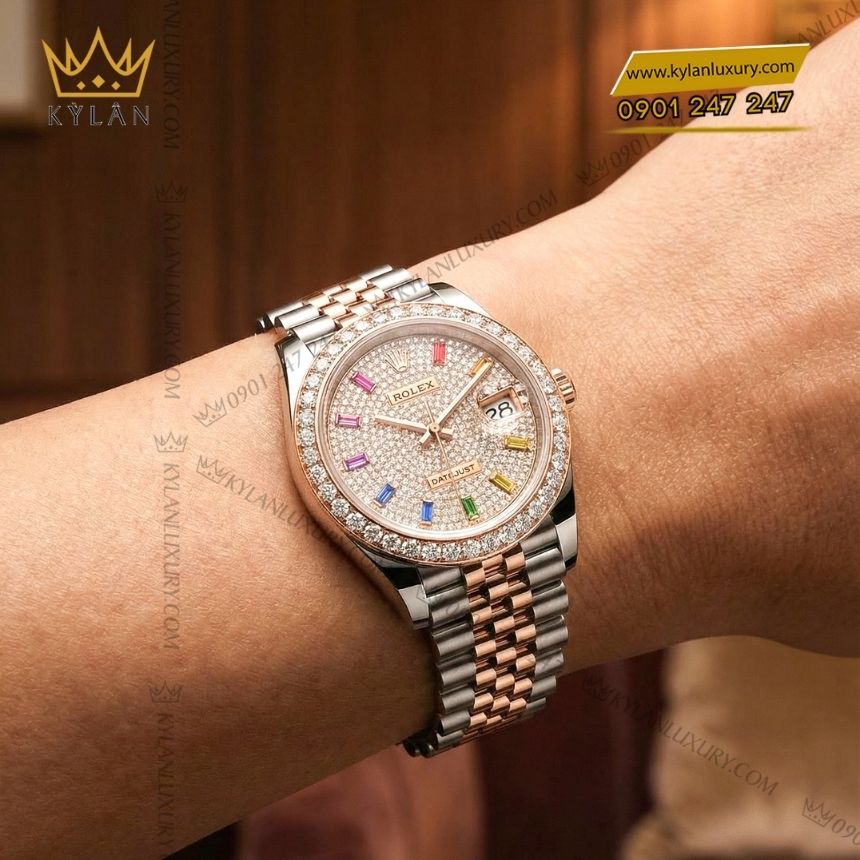 Kỳ Lân Luxury rolex datejust custom kim tron 126331 9 Đồng hồ Rolex Datejust 41 custom kim cương 126331